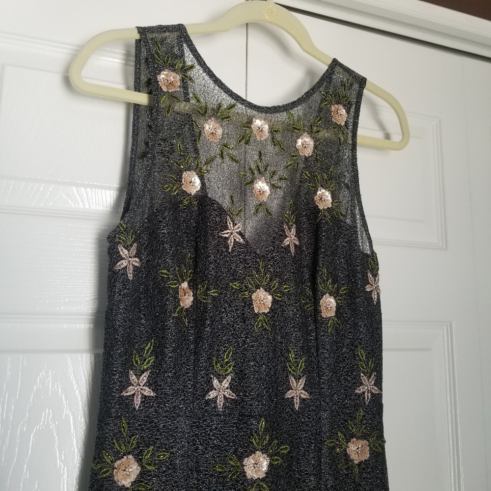 NWOT BHLDN Anthro Metallic Beaded Floral Maxi - Picture 8 of 8